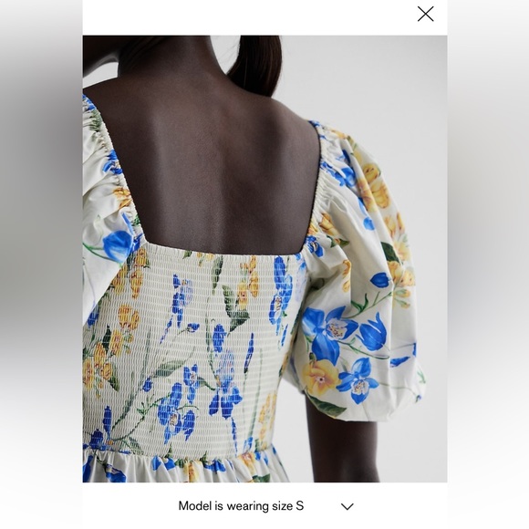 Express Floral Square Neck Puff Sleeve Tiered
Poplin Midi Dress - Picture 4 of 13